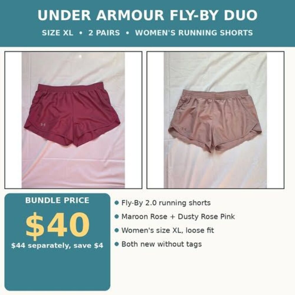 Under Armour Fly-By 2.0 Womens XL Running Shorts 2-Pack NWT